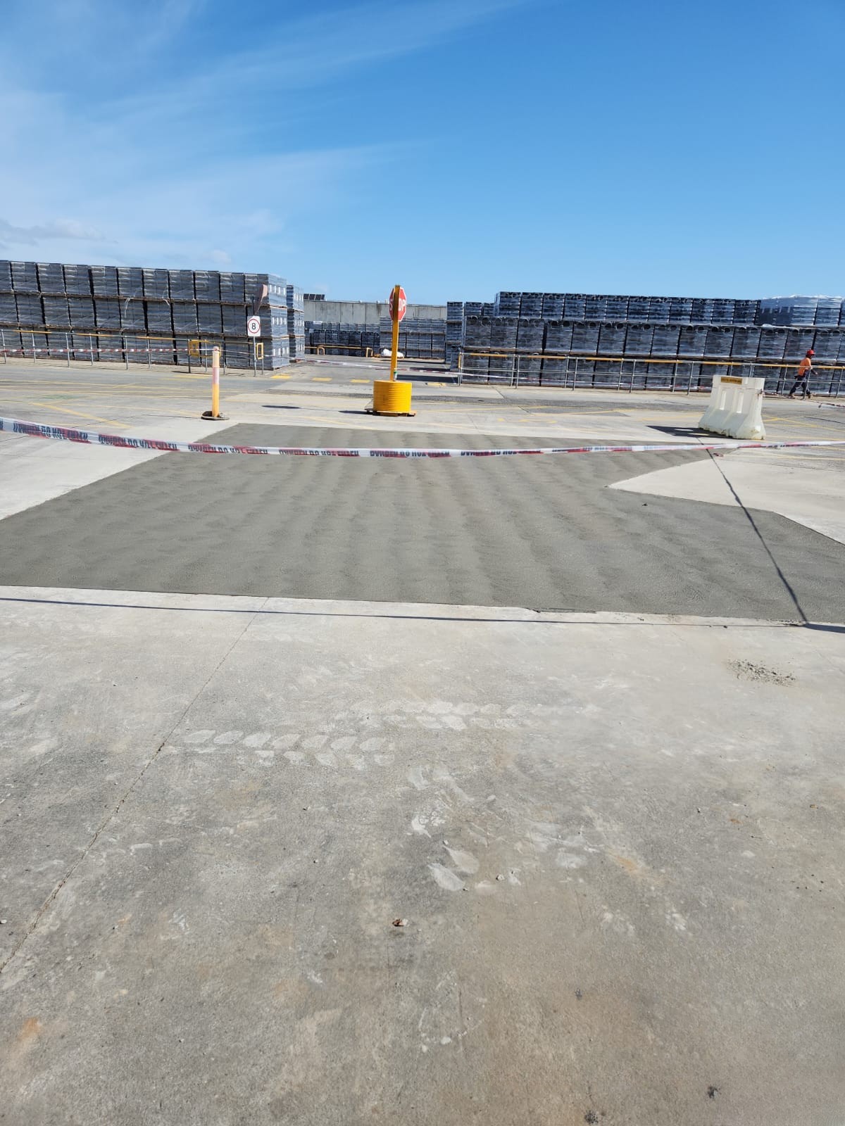 Plain concrete slab with formwork on a new estate
